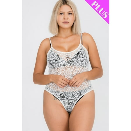 Plus Size Lace Cami Bodysuit 3XL