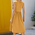 thumbnail image 5 of BVnarty Women's Trendy Flowy Mini Sundress Clearance Knee Length Dress Casual Round Neck Beach Dresses for Women 2023 Work Ruffle Sleeveless Plain Dress Solid Color Summer Dress Yellow M, 5 of 5