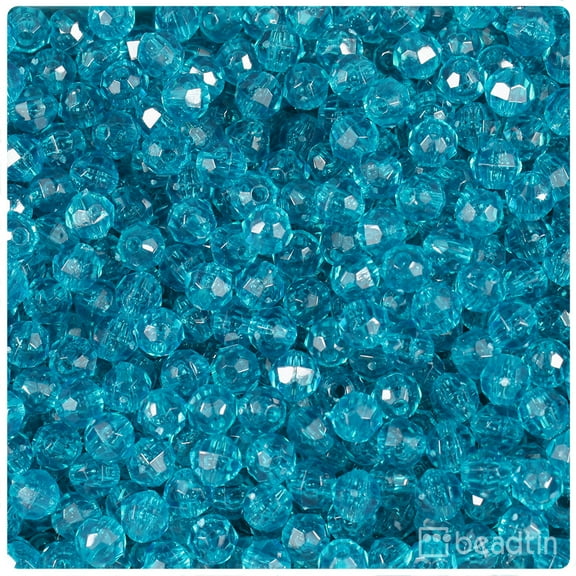 BeadTin Teal Transparent 6mm Faceted Round Craft Beads (600pcs)