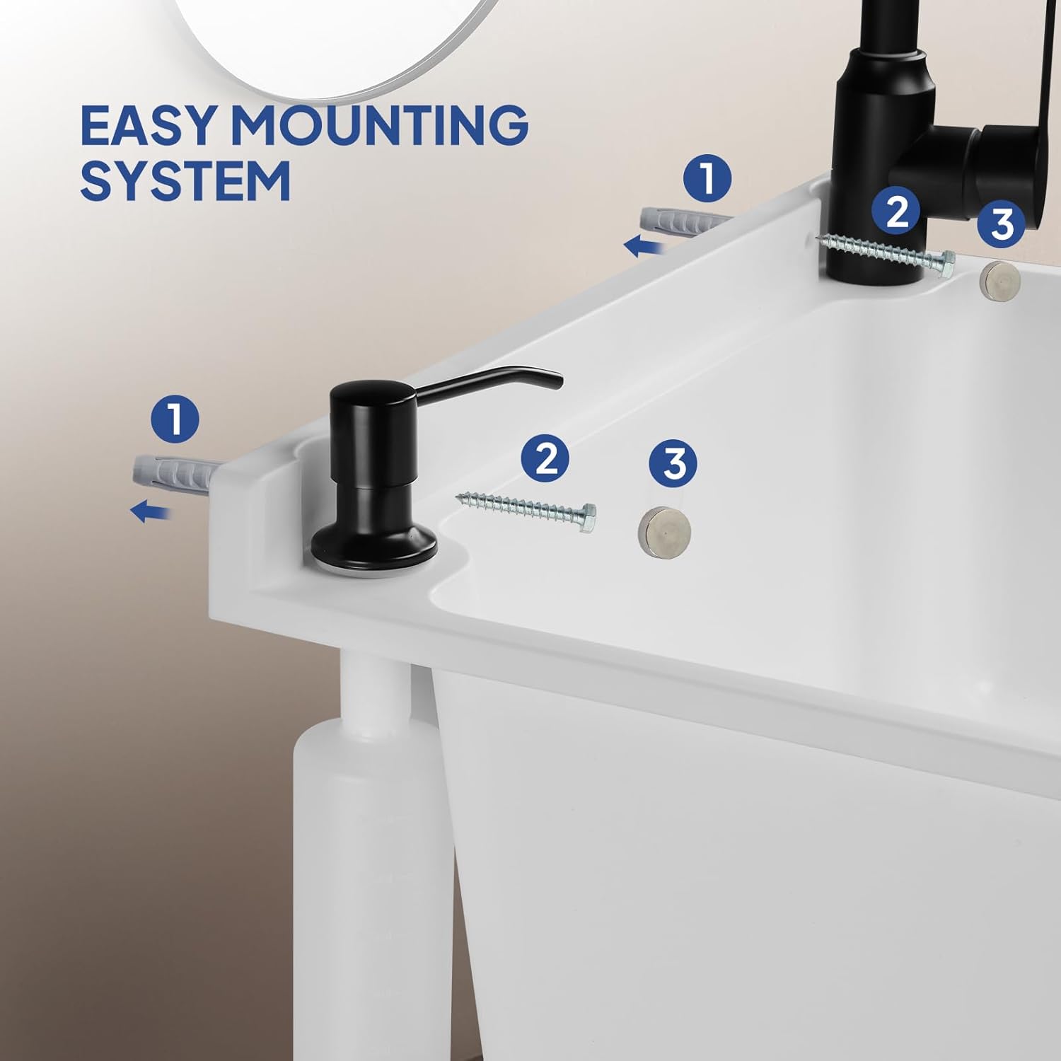 ROVSUN Plastic Wall-Mounted Utility Sink, Wall-Mounted Utility Tub with Wall Bracket, Hot&Cold Faucet, Drain Plug, Perfect for Basement, Laundry Room, Garage or Shop and More, Black