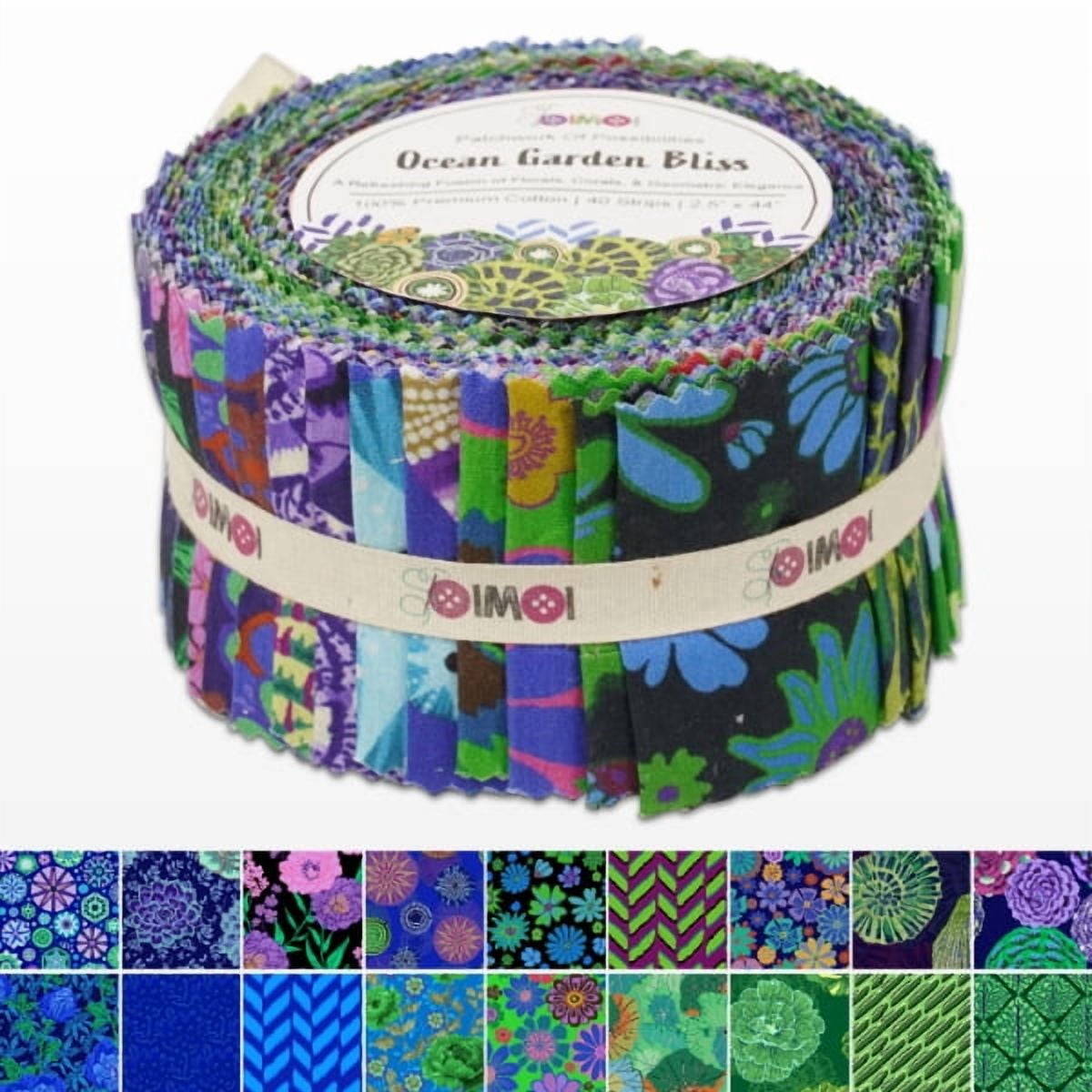 Soimoi Jelly Roll Fabric Strips for Quilting, Precut Fabric for DIY, 40 Strip Assorted Bundle, Jelly Roll For Scrapbooking, Perfect Quilting Fabric for Sewing, Craft, Home Decor- Ocean Garden Bliss