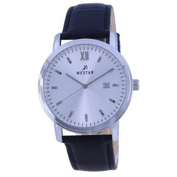 Westar 50244STN107 White Dial Leather Strap Quartz Men Watch, White