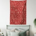 thumbnail image 4 of Red Tapestry, Filigree Style Snowflakes with Skinny Curl Details Cheerful Yuletide Inspiration in Art, Wall Hanging for Bedroom Living Room Dorm Decor, 40W X 60L Inches, Red Beige, by Ambesonne, 4 of 5