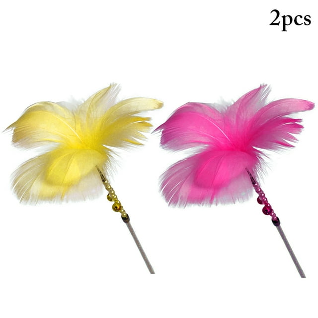 2PCS Cat Feather Teaser Interactive Belle Chat Jouet Interactif Chat Teaser Baguette