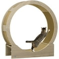 thumbnail image 1 of PawHut 36" Cat Wheel for Indoor Cats with Brake, Scratching Pads, Walnut, 1 of 9
