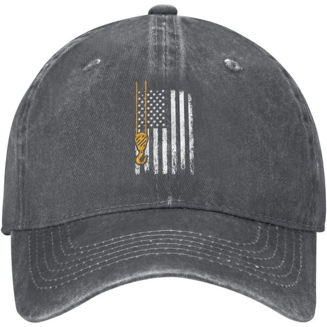 Crane Operator American Flag, Crane Operator Baseball Cap, Adjustable Dad Hat for Men Women,Black
