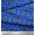 thumbnail image 2 of Soimoi Blue Silk Fabric Leaves & Floral Geometric Print Fabric by the Yard 42 Inch Wide, 2 of 3