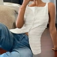 thumbnail image 2 of VIWORLD Women's Minimalist Button-Up Tank Square Neck Sleeveless Vest Chic Going Out Top for Casual Wear White，XL, 2 of 7