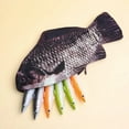 thumbnail image 1 of Estuche de lápices Crucian Fish | Caja de papelería con forma de pez | Poliéster suave | 31x14cm | Bolsa de maquillaje multiusos | Ligero, fácil de limpiar | Incluye 3 bolígrafos | Lindo regalo, 1 of 8