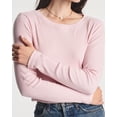 thumbnail image 4 of Real Essentials 4-Pack: Women's Long Sleeve Ribbed Knit Cotton Crew Neck Crop Top Shirt - (Available in Plus), 4 of 6