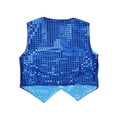 thumbnail image 2 of iEFiEL Kids Unisex Boys Girls Sequin Vest Top Bling Waistcoat for Jazz Stage Dance Performance Blue 8-9, 2 of 4