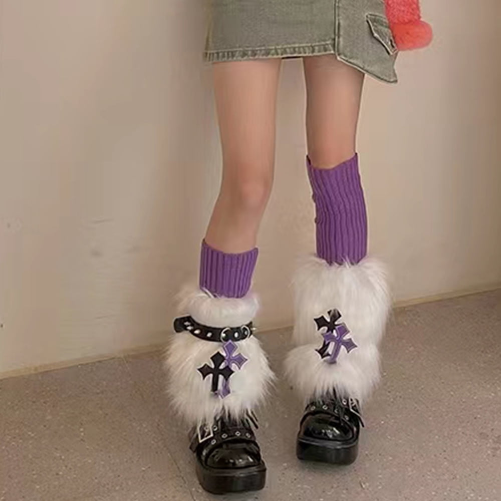 Jambières En Fausse Fourrure Pour Femme - Chaudes Pour L'hiver - Couvre-bottes Réglables - Pour Noël, Halloween, Fêtes - Tailles 15 à 40 Cm