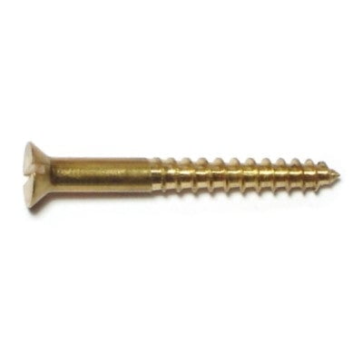 #8 x 1-1/2" Brass Slotted Flat Head Wood Screws (24 pcs.)