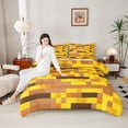 thumbnail image 4 of Homewish Kids Children Teens Pixel Grid Miners Full Size Comforter Sets 3-Piece,Abstract Gamepads Plaid Bedding Comforter Set,Geometric Checkered Lightweight Bedding Sets,Ultra Soft Home Decor, 4 of 8
