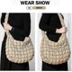 thumbnail image 2 of Quilted Puffer Tote Bag for Women - Lightweight Crossbody Shoulder Bag in Khaki, 2 of 5