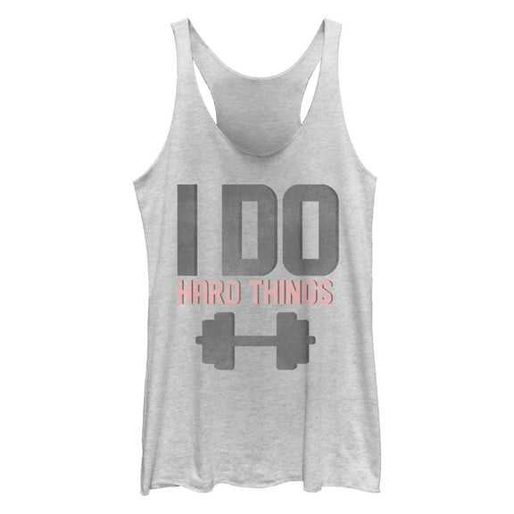 Women's CHIN UP I Do Hard Things  Racerback Tank Top White Heather Large