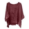 thumbnail image 2 of Bixock Summer Women's Clothing,3/4 Length Sleeve Women's Tops,Blouse for Women Solid Color V Neck Ruffle Hem Cuff 3/4 Sleeve Loose Casual T Shirt Tops, 2 of 6