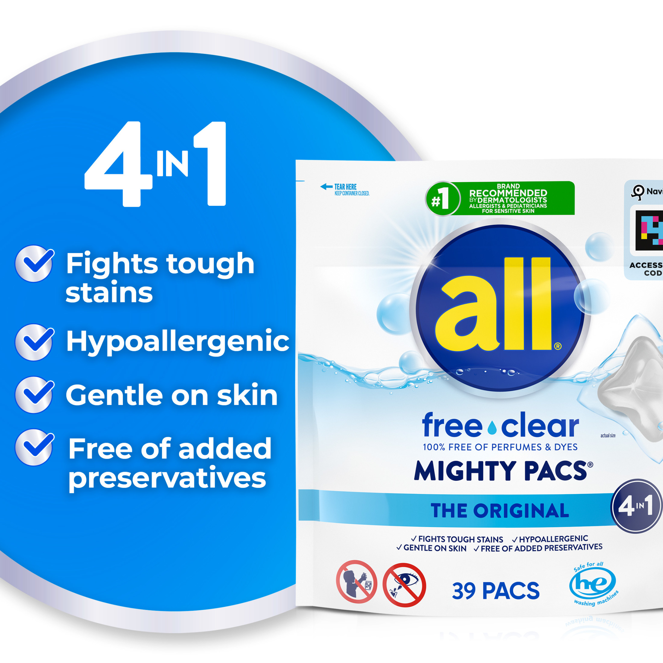 all free clear Mighty Pacs Laundry Detergent 39 Count photo 2