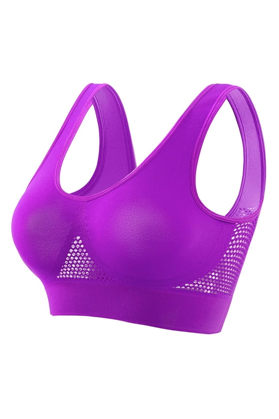 Ersazi Underoutfit Bras for Women Women Seamless Sports Bra Wirefree Yoga Bra with Removable Pads Purple Xl