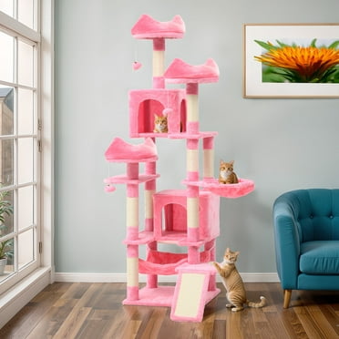 ModFusion 75" Cat Tree Tower - Elegant Pink Indoor Playground for Cats