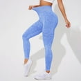 thumbnail image 2 of OSOLU High Waist Tummy Lifting Yoga Pants Women's Tight Quick Drying Breathable Running Sports Fitness Pants Workout Stretchy Running Tummy Control Joggers Bottoms Blue L, 2 of 7