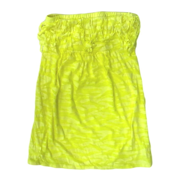 Bongo Junior Womens Yellow Swim Suit Cover Up Neon Zebra Strapless Sun Dress M
