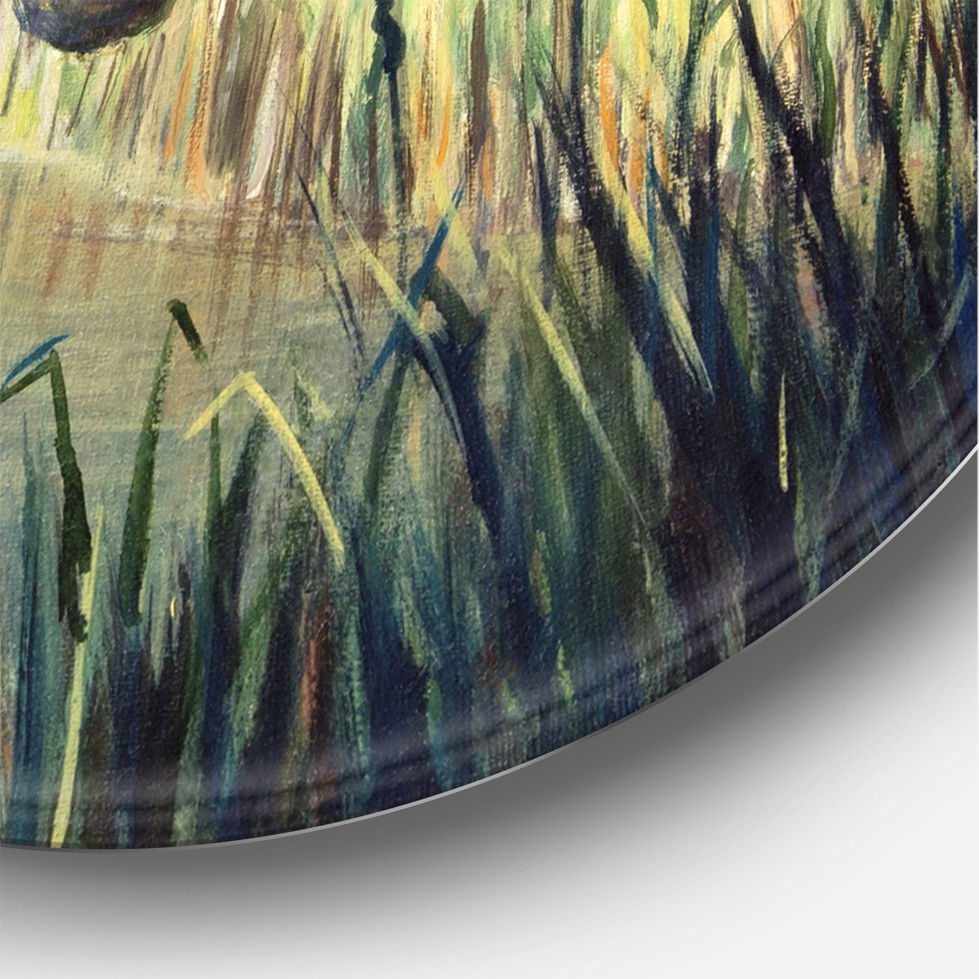 Designart 'The Lake of Silence From The Tree' Lake House Circle Metal Wall Art 11x11 - Disc of 11