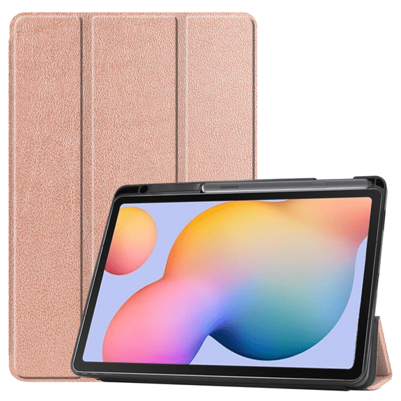 For Samsung Galaxy Tab S6/Tab S6 Tablet Cover 10.4" Premium Leather Slim and Lightweight with Auto Sleep/Wake Hard Tri-Fold Stand Cover (P610/P615) Rose Gold