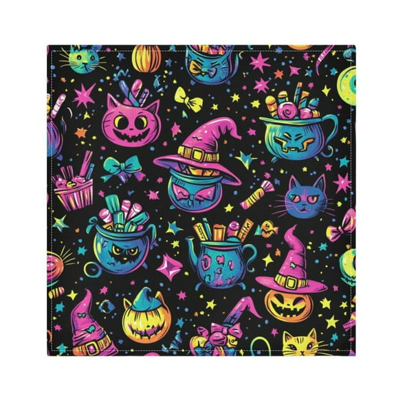 Qxltty Cat Wtch Hat Black Pattern Napkins 20×20in Perfect for Parties Dinners Weddings Cocktail Housewarming Cloth Napkins Set of 6