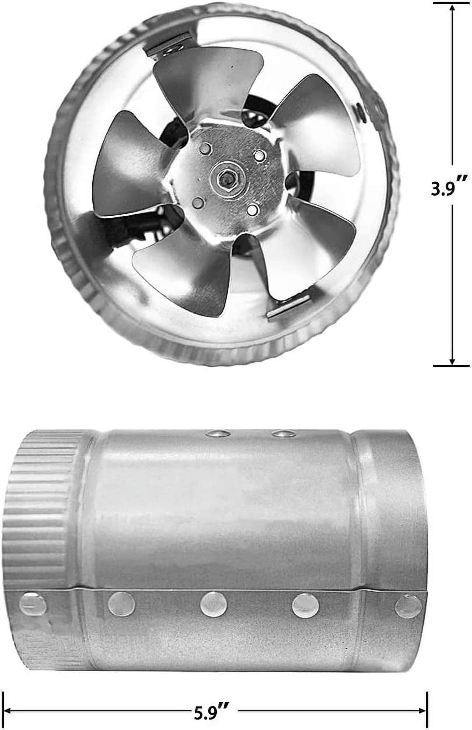 iPower 4 inch Inline Duct Fan 33 CFM, HVAC Exhaust Ventilation Fan with Low  Noise ,Silver 