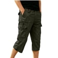 thumbnail image 2 of Ciovxyn Men's Casual Cargo Capri Pants with Multi-Pocket and Elastic Waist - Army Green L, 2 of 6
