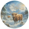 thumbnail image 3 of Ryvnso Highland Cattle Christmas Round Plate Mats Dining Table Placemat Set of 4 for Holiday Decoration, 3 of 7