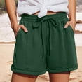 thumbnail image 2 of Women's Casual Loose Shorts with Pockets Drawstring Elastic Waist Summer Beach Vacations Daily Wear Comfortable Soft Shorts for Women | UKHCCC,Army Green L, 2 of 9