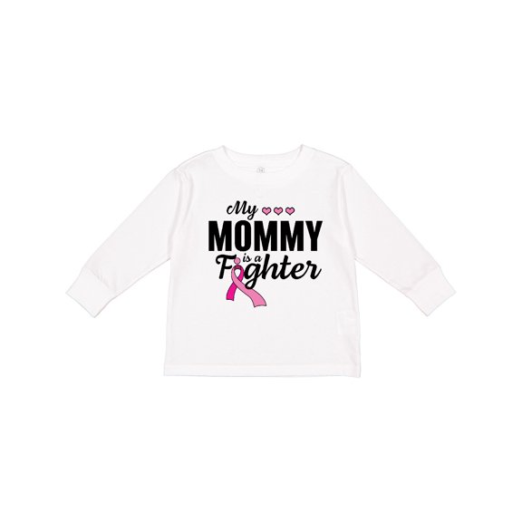 Inktastic Breast Cancer Awareness My Mommy is a Fighter Boys or Girls Long Sleeve Toddler T-Shirt