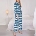 thumbnail image 4 of Kll Ocean On Striped Print Women'S Long Sleeve Pajamas With Pants Sleepwear Loungewear 2 Set-Small, 4 of 9