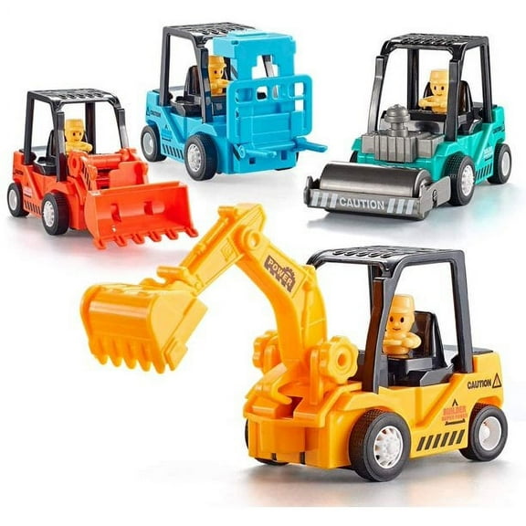 Voltenick Toddler Propelled Car, Friction Power Toy Sand Truck for 1-Year-Old Boys, 4-Piece Construction Beach Vehicle