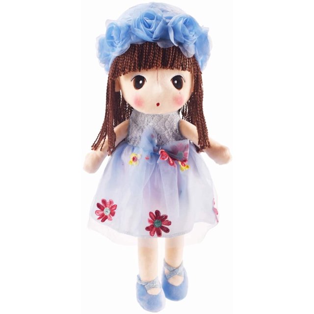 Kawaii Stuffed Soft Flower Girl Plush Toy Doll Girls Gift , 18 Inch ( Blue )