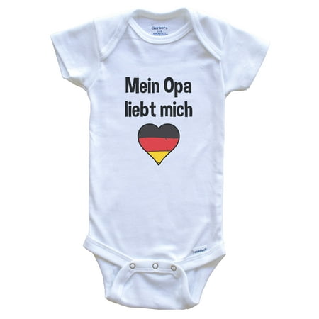 

My Grandpa Loves Me German Language Germany Heart Flag Baby Bodysuit 6-9 months white