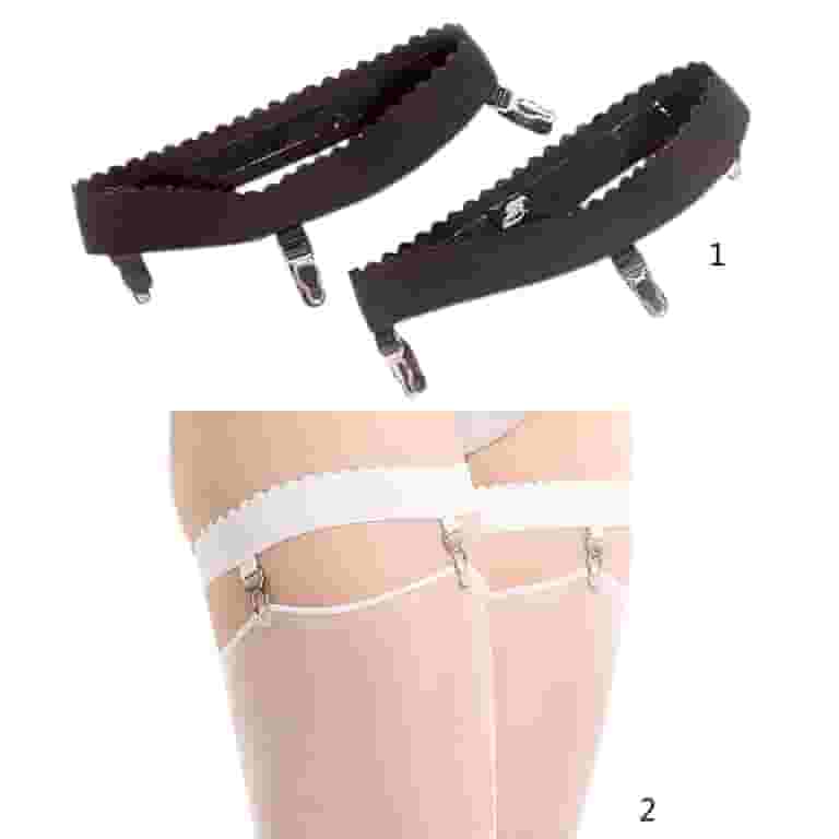 2Pcs/P Womens Elastic Anti Slip Leg Garter Belt Thigh High Stocking Suspenders with 3 Clips Cosplay Costume Accessories 2Pcs/P Womens Elastic Anti Slip Leg Garter Belt Thigh High Stocking Suspenders with 3 Clips Cosplay Costume Accessories