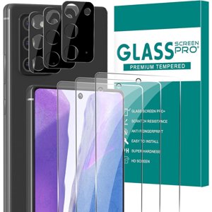 [3+3 Pack] Protecteur d'écran en verre pour Samsung Galaxy Note 20 avec protège-objectif caméra, 3D Courbé, 6.7 de pouce 9H Verre trempé pour Galaxy Note 20 Protecteur d'écran en verre