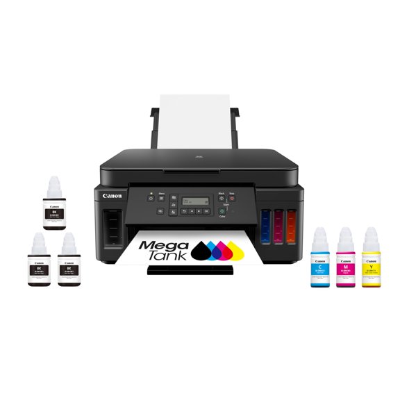 Canon PIXMA G6020 Impresora inalámbrica Todo en uno Supertank (Megatank), copiadora y escaneo con impresión móvil, Negro, Funciona con Alexa