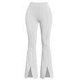 thumbnail image 4 of ZHYou No Boundarie Women's High Waist Flare Yoga Pants Side Stripe Split Stretchy Slim Athletic Bootcut Trousers,White,Size M, 4 of 5