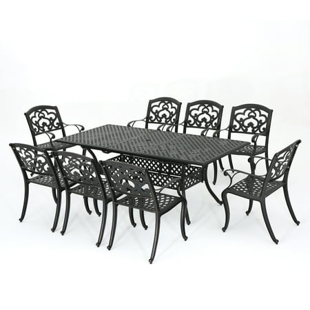 dining outdoor aluminum cast copper piece finish shiny ariel patio christopher knight furniture abigal noble sets pcs rectangular universe