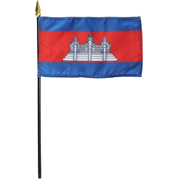 Cambodia - 4"X6" Stick Flag