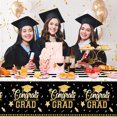 thumbnail image 2 of Graduation Tablecloth Decorations Graduation Party Supplies Disposable Gongrats Grad Tablecover Party Favors 54"x108" 3 pcs Patten 3 Black, 2 of 6