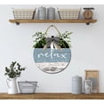 thumbnail image 4 of Eveokoki Relax And Unwind Front Door Sign Funny Wreaths Hanging Wooden Plaque Decoration Round Rustic Wood Farmhouse Porch Decor for Home Front Door Decor, 11 x 11 Inch, 4 of 5