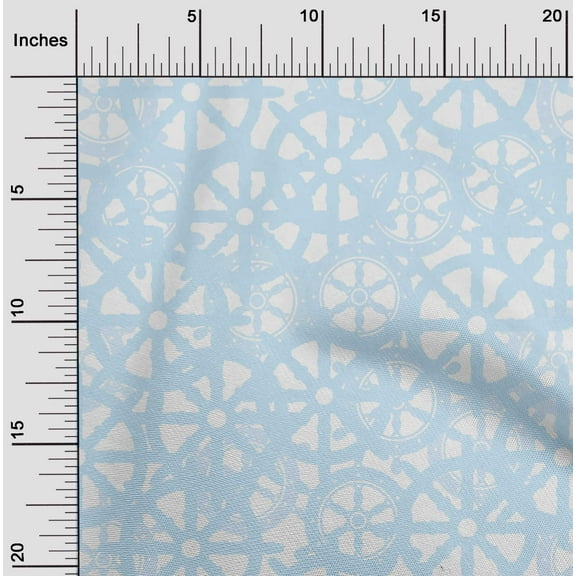 oneOone Cotton Poplin Light Blue Fabric Block Dress Material Fabric Print Fabric By The Yard 56 Inch Wide-YI8