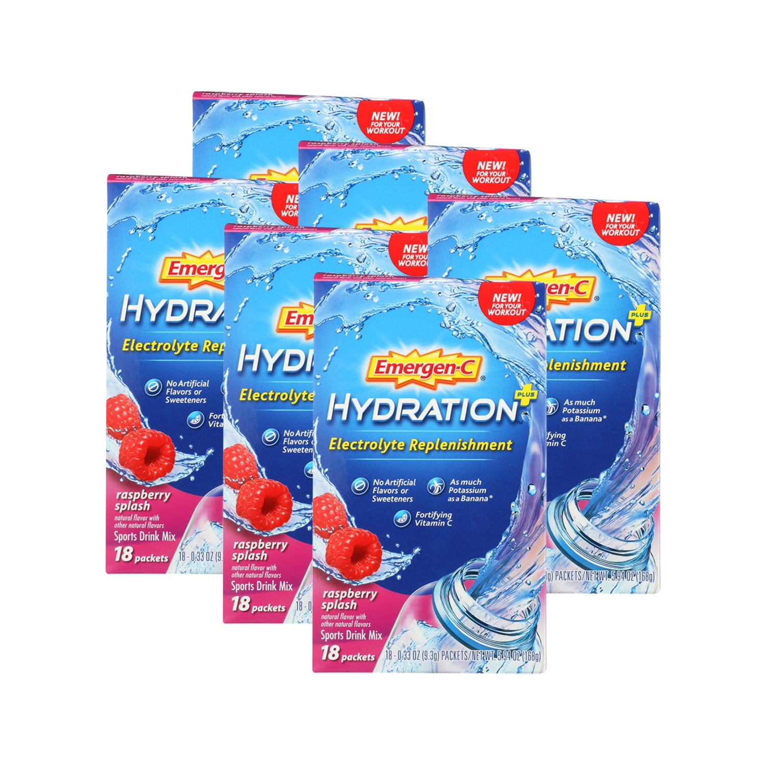 EmergenC Hydration+ Sports Drink Mix With Vitamin C Raspberry Flavor