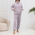 thumbnail image 2 of SUYIDA Winter Christmas Red Column Women'S Pajamas,Stand Collar Thermal Pajama Set Cozy Winter Sleepwear Home Loungewear Outfit Soft Comfortable Nightwear For Ladies - Purple, 2 of 3