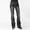 Black, variant on Women's Clearance Pants Mid Waisted Denim Embroidery Stretch Button Straight Full Length Pants Jeans